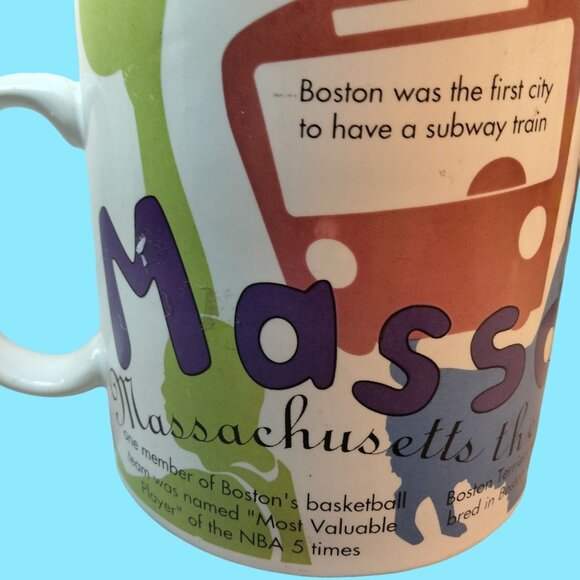 Starbucks Massachusetts Coffee Mug Cup Fun Facts States of Bean 1997  16 oz - Picture 5 of 16